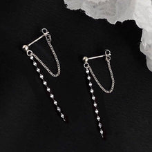 이미지를 갤러리 뷰어에 로드 , 한국 패션 스틸 스터드 커피빈 체인 저자극 귀걸이 6cm
