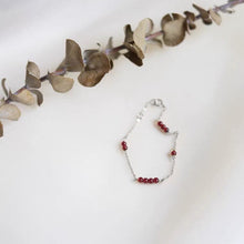 이미지를 갤러리 뷰어에 로드 , S925 스프링 링 소형 3mm 가넷 팔찌 6/7/8인치 + 0.25인치 익스텐더
