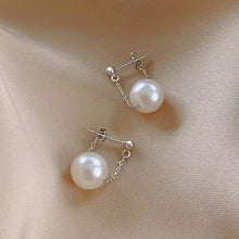 Load image into Gallery viewer, Surgical Steel Korean 10mm Crystal Pearls Chain Studs Earrings
