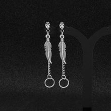 이미지를 갤러리 뷰어에 로드 , 한국 패션 펑크 깃털 원형 참 귀걸이 스테인레스 스틸 6cm
