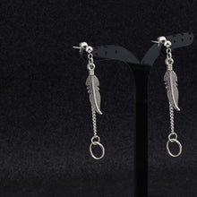 이미지를 갤러리 뷰어에 로드 , 한국 패션 펑크 깃털 원형 참 귀걸이 스테인레스 스틸 6cm
