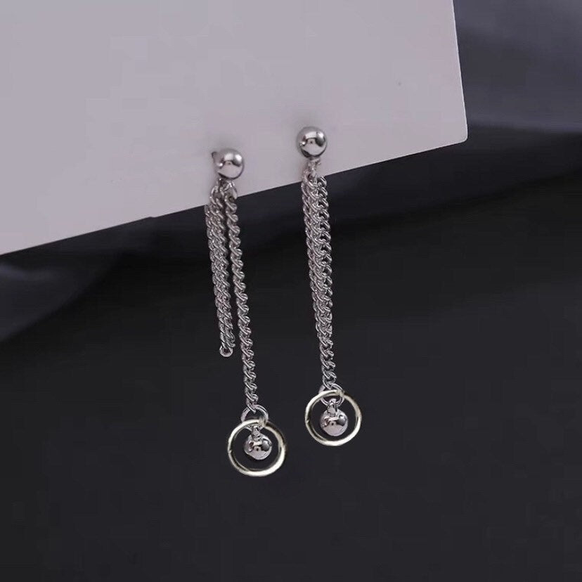 Korean Punk Stud 10mm Circle Ring 4mm Seamless Solid Steel Bead Earrings 5-5.5cm