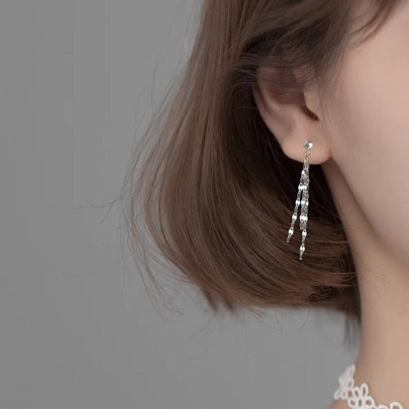 한국어 패션 스타일 커피 콩 체인 3 레이어 5cm 스터드 스틸 귀걸이 신부 및 신부 들러리 선물 댄스 파티