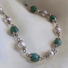 Load image into Gallery viewer, S925 Dark Green Jade/Aquamarine/Amethyst/ Rose Quartz 8mm With Freshwater Pearls 6mm Bracelet 6/7/8 +~0.5Inches
