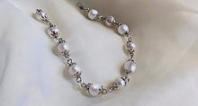 将图片加载到图库查看器，S925 Silver Floral Style Peach White Pearls Bracelet 6/7/8 Inches with Extender
