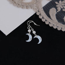 Load image into Gallery viewer, Korean Style Dangle Gold/Silver 11mm Moon Mother of Pearls Earrings
