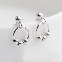 이미지를 갤러리 뷰어에 로드 , 한국 패션 미니멀리스트 10mm 원형 링 4mm 비즈 스틸 귀걸이
