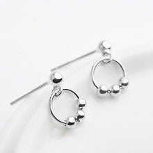 이미지를 갤러리 뷰어에 로드 , 한국 패션 미니멀리스트 10mm 원형 링 4mm 비즈 스틸 귀걸이
