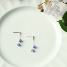 이미지를 갤러리 뷰어에 로드 , 한국 스틸 유리 베이비 벨 플라워 블루 라즈베리 6x4mm 귀걸이
