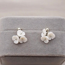 Load image into Gallery viewer, Surgical Steel 10mm Flora Mother of Pearl White Flower Steel Earrings
