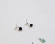 Load image into Gallery viewer, Surgical Steel/925 Silver Single 4mm Natural Black Tourmaline Earrings
