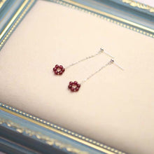 이미지를 갤러리 뷰어에 로드 , 강철 꽃 와이어 포장 3mm 작은 가넷 천연 보석 귀걸이
