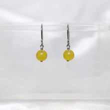 Load image into Gallery viewer, Surgical Steel 6mm Small Yellow Jade Ear Wire Dangle Earrings
