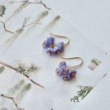 Load image into Gallery viewer, Korean Dangle Gold/Silver Steel Glass Baby Bell Flower Blue Raspberry 6x4mm Earrings
