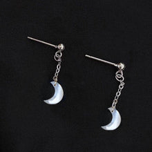 Load image into Gallery viewer, Korean Silver 11mm Moon Mother of the Pearls Stud Earrings 3.5cm
