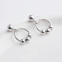 이미지를 갤러리 뷰어에 로드 , 한국 패션 미니멀리스트 10mm 원형 링 4mm 비즈 스틸 귀걸이
