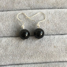 Load image into Gallery viewer, S925 8mm AAA Black Obsidian Dangle Earrings
