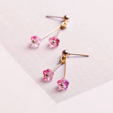 Load image into Gallery viewer, Austrian Crystal Pink 6x4mm Bell Flower Flora Beads Earrings, Elegant and Feminine Jewelry.
