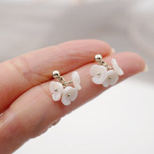 Load image into Gallery viewer, Surgical Steel 10mm Flora Mother of Pearl White Flower Steel Earrings
