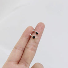 Load image into Gallery viewer, Surgical Steel/925 Silver Single 4mm Natural Black Tourmaline Earrings
