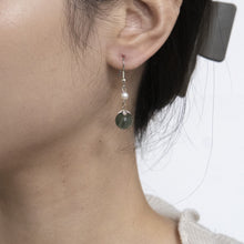 Load image into Gallery viewer, Surgical Steel 8mm Dark Green Jade 5 Petal Flower 4mm Natural Pearls Earrings
