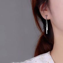 이미지를 갤러리 뷰어에 로드 , 한국 패션 스테인레스 스틸 1.5cm 직사각형 참 태슬 귀걸이 5cm
