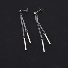 이미지를 갤러리 뷰어에 로드 , 한국 패션 스테인레스 스틸 1.5cm 직사각형 참 태슬 귀걸이 5cm
