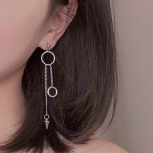 Load image into Gallery viewer, Korean Fashion Kpop Punk Steel Circle Ring Spike Chain Earrings 7cm
