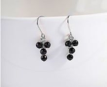 Load image into Gallery viewer, Surgical Steel 4mm Natural Black Faceted Tourmaline Dangle Earrings
