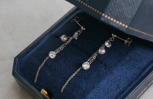 Load image into Gallery viewer, Korean Surgical Steel 5mm Cubic Zirconia Natural 4mm Button Pearls Earrings 5cm
