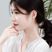 이미지를 갤러리 뷰어에 로드 , 매우 긴 한국 패션 싱글 스틸 스터드 커피빈 체인 귀걸이 10cm 미니멀리스트
