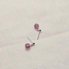 Load image into Gallery viewer, Minimalist Surgical Steel 6mm Natural Small Amethyst Earrings
