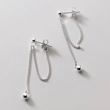 Load image into Gallery viewer, Stainless steel chain earrings with 4mm solid beads, 4cm length.
