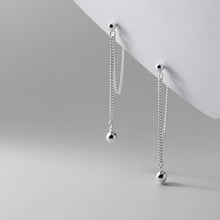 Load image into Gallery viewer, Stainless steel chain earrings with 4mm solid beads, 4cm length.
