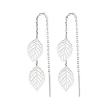 Load image into Gallery viewer, Elegant Double Leaves Chain Steel Threader Earrings 15-16cm
