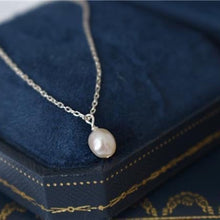 Load image into Gallery viewer, S925 Small AAA 5mm Oval Pearls Silver Chain Wedding Gift Necklace 16-18 inches
