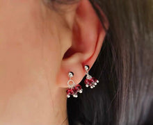 将图片加载到图库查看器，Steel Dangle Style 3mm Tiny Small Brazil Garnet Beads Birthstone Earrings
