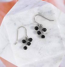 Load image into Gallery viewer, Surgical Steel 4mm Natural Black Faceted Tourmaline Dangle Earrings
