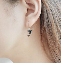 Load image into Gallery viewer, Surgical Steel 4mm Natural Black Faceted Tourmaline Dangle Earrings
