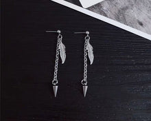 이미지를 갤러리 뷰어에 로드 , 한국 스타일 펑크 스틸 체인 스터드 깃털 스파이크 귀걸이 6.5-7cm
