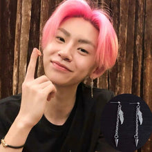 이미지를 갤러리 뷰어에 로드 , 한국 스타일 펑크 스틸 체인 스터드 깃털 스파이크 귀걸이 6.5-7cm
