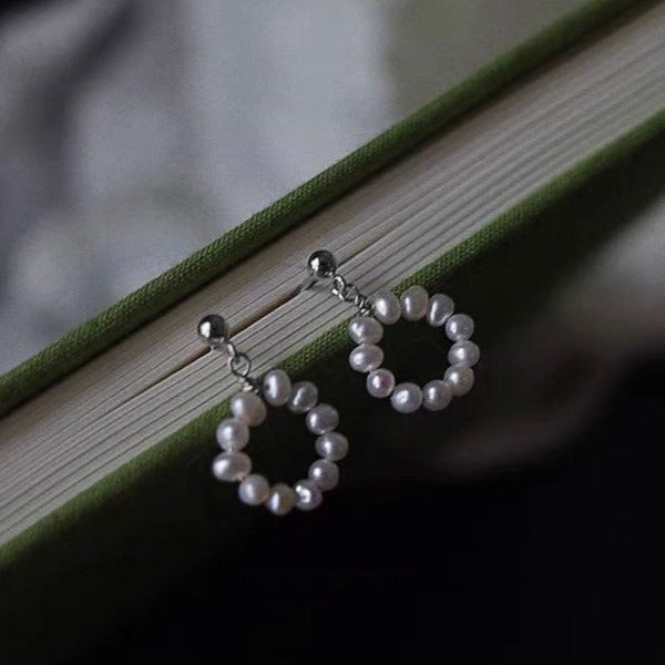 Surgical Steel 3mm Baroque Tiny Pearls Earrings Circle Stud