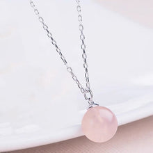 이미지를 갤러리 뷰어에 로드 , S925 실버 8mm 보석 천연 로즈 쿼츠 목걸이 16인치 + 1인치 익스텐더 스프링 링
