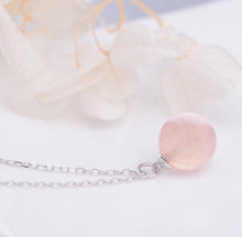 이미지를 갤러리 뷰어에 로드 , S925 실버 8mm 보석 천연 로즈 쿼츠 목걸이 16인치 + 1인치 익스텐더 스프링 링
