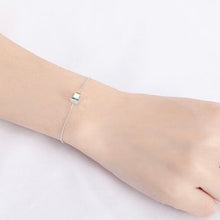 Load image into Gallery viewer, S925 6mm Clear Ab Rainbow Cube Bracelet 6/7/8 inches +1 inch Extender Minimalist
