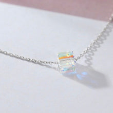 Load image into Gallery viewer, S925 6mm Clear Ab Rainbow Cube Bracelet 6/7/8 inches +1 inch Extender Minimalist
