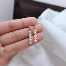 Load image into Gallery viewer, Elegant Gold Plated 4mm Natural Button Pearls Bar Earrings
