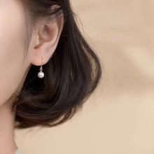 Load image into Gallery viewer, Elegant Dangle/Stud Minimalist AAA 7-7.5mm Round Pearls 18k Gold Plated Earrings
