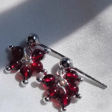 将图片加载到图库查看器，Steel Dangle Style 3mm Tiny Small Brazil Garnet Beads Birthstone Earrings
