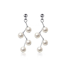 Load image into Gallery viewer, Silver/Gold Plated Steel Korean Style 5mm Crystal Pearls Flower Handmade Elegant Studs Earrings
